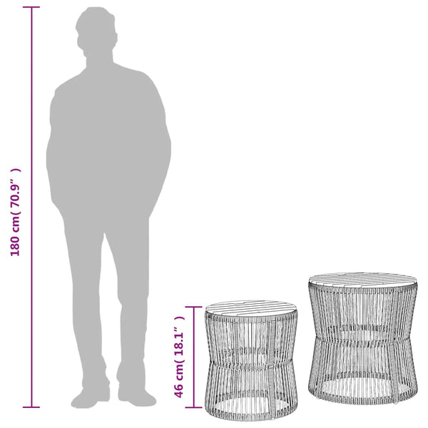 Schwarzer Hilte Beistelltisch (2-teilige Holzplatte Polyrattan)