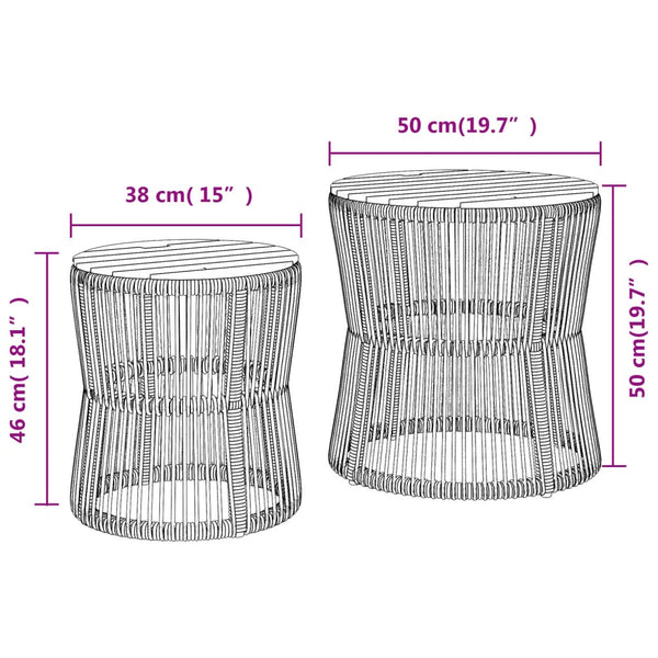 Schwarzer Hilte Beistelltisch (2-teilige Holzplatte Polyrattan)