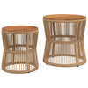 Beige Hilte Beistelltische (2er Set Holztischplatte Polyrattan)