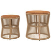 Beige Hilte Beistelltische (2er Set Holztischplatte Polyrattan)