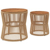 Beige Hilte Beistelltische (2er Set Holztischplatte Polyrattan)
