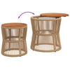 Beige Hilte Beistelltische (2er Set Holztischplatte Polyrattan)