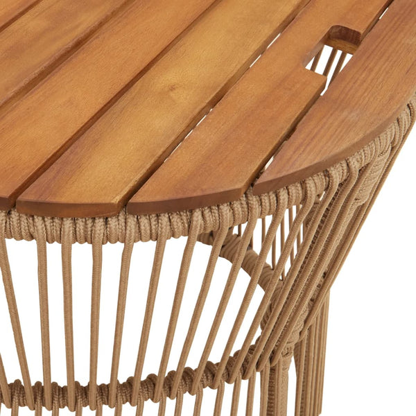 Beige Hilte Beistelltische (2er Set Holztischplatte Polyrattan)