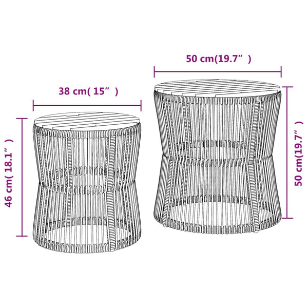 Beige Hilte Beistelltische (2er Set Holztischplatte Polyrattan)