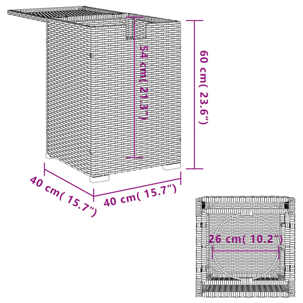 Grauer Propangasflaschen-Abdecktisch Brumhilda 40x40x60cm (Polyrattan)