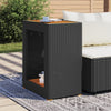 Schwarzer Gartenseitentisch Serafetin 60x40x75cm (Polyrattan mit Holzplatte)