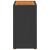 Schwarzer Gartenseitentisch Serafetin 60x40x75cm (Polyrattan mit Holzplatte)
