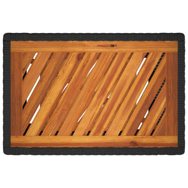 Schwarzer Gartenseitentisch Serafetin 60x40x75cm (Polyrattan mit Holzplatte)