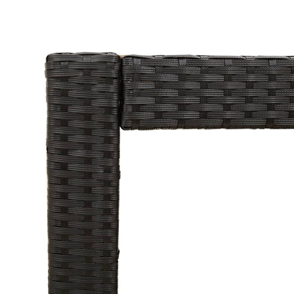 Schwarzer Gartenseitentisch Serafetin 60x40x75cm (Polyrattan mit Holzplatte)