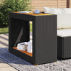 Schwarzer Gartentisch Serafetin 100x40x75cm (Polyrattan mit Holzplatte)
