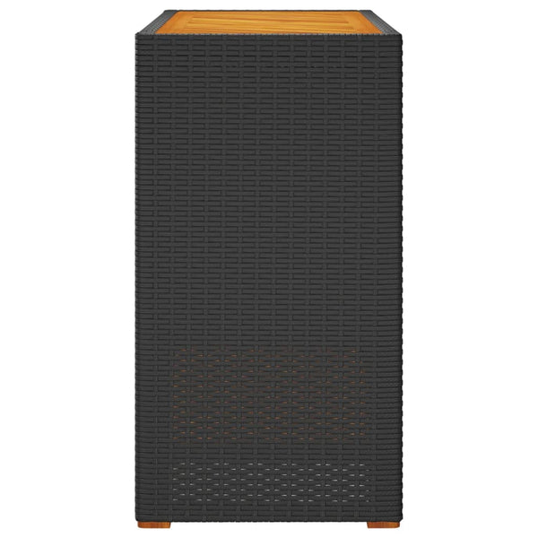 Schwarzer Gartentisch Serafetin 100x40x75cm (Polyrattan mit Holzplatte)