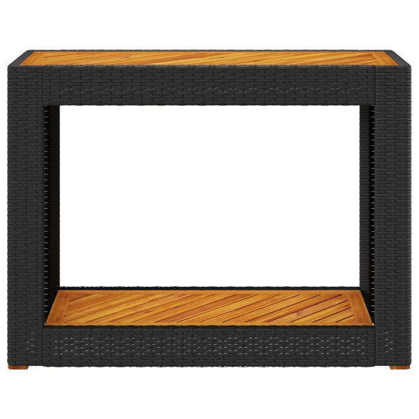 Schwarzer Gartentisch Serafetin 100x40x75cm (Polyrattan mit Holzplatte)