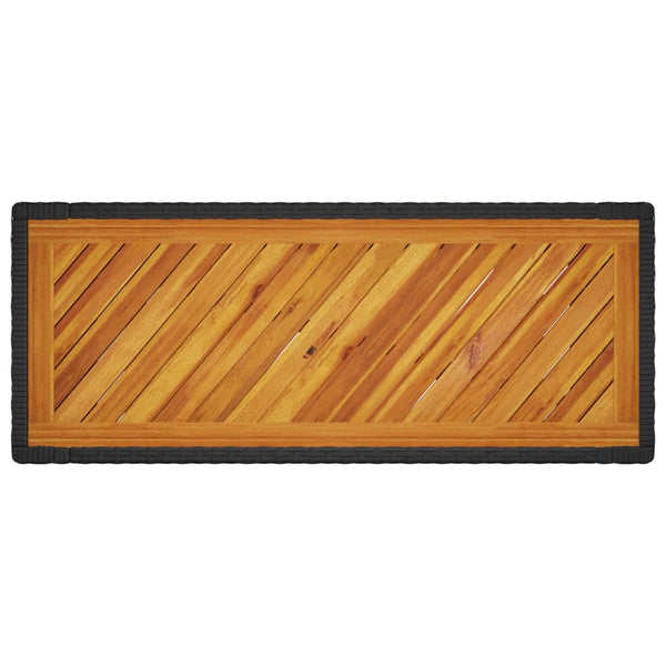 Schwarzer Gartentisch Serafetin 100x40x75cm (Polyrattan mit Holzplatte)