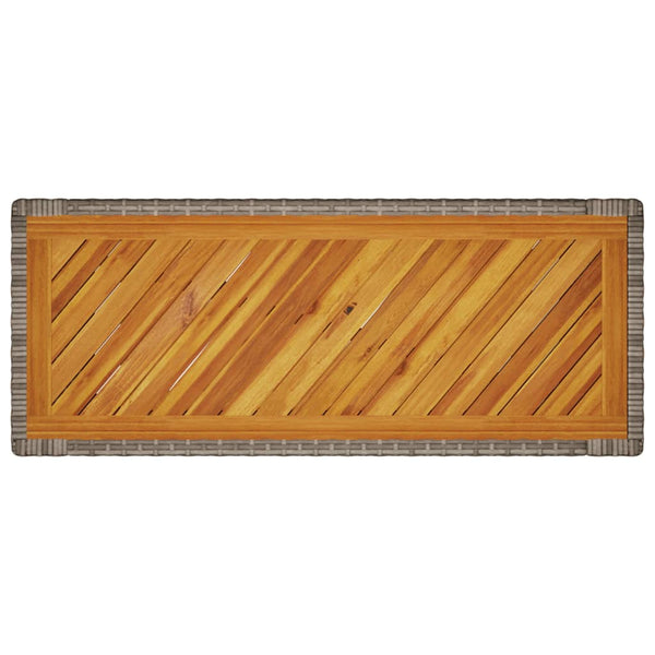 Harmaa puutarhan sivupöytä Serafetin 100x40x75cm (puulevyllä polyrottinki)
