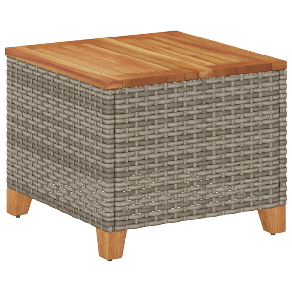 Grauer Gartentisch Carabus 45x45x37cm (Polyrattan und Akazienholz)