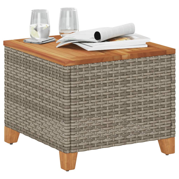 Grauer Gartentisch Carabus 45x45x37cm (Polyrattan und Akazienholz)