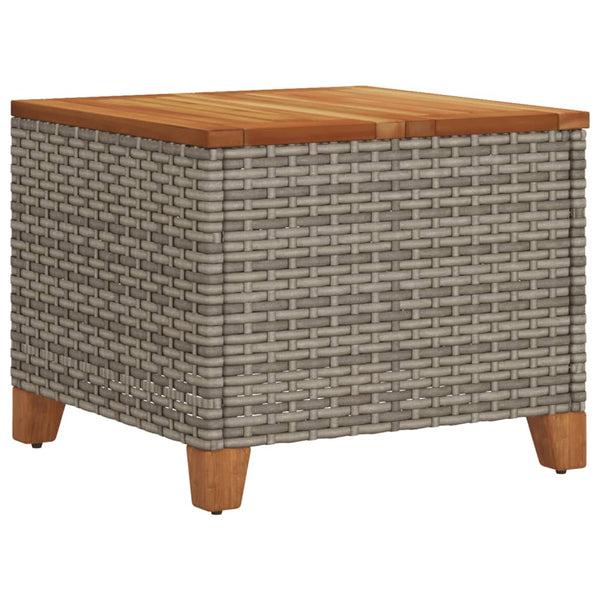 Grauer Gartentisch Carabus 45x45x37cm (Polyrattan und Akazienholz)
