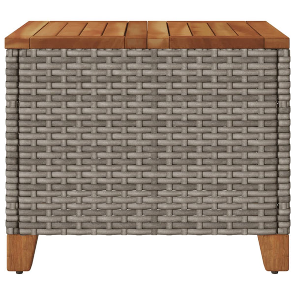 Grauer Gartentisch Carabus 45x45x37cm (Polyrattan und Akazienholz)