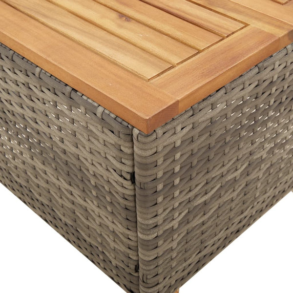 Grauer Gartentisch Carabus 45x45x37cm (Polyrattan und Akazienholz)
