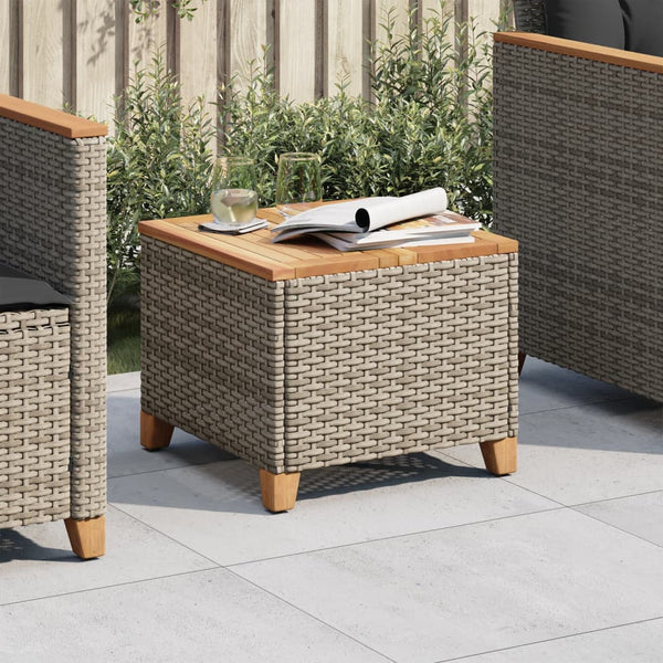 Grauer Gartentisch Carabus 45x45x37cm (Polyrattan und Akazienholz)