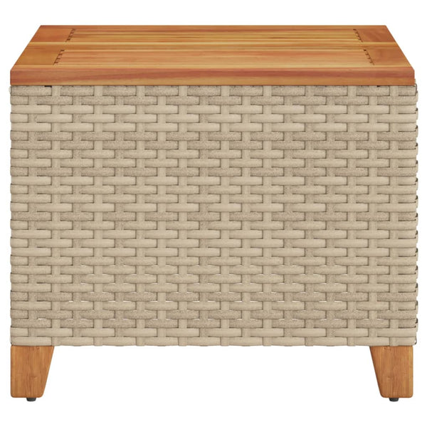 Beige puutarhapöytä Carabus 45x45x37cm (polyrottinki ja akasiapuu)