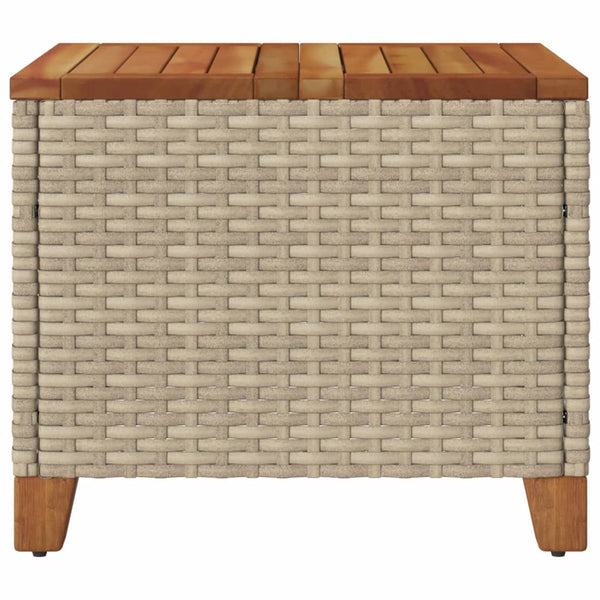 Beige puutarhapöytä Carabus 45x45x37cm (polyrottinki ja akasiapuu)