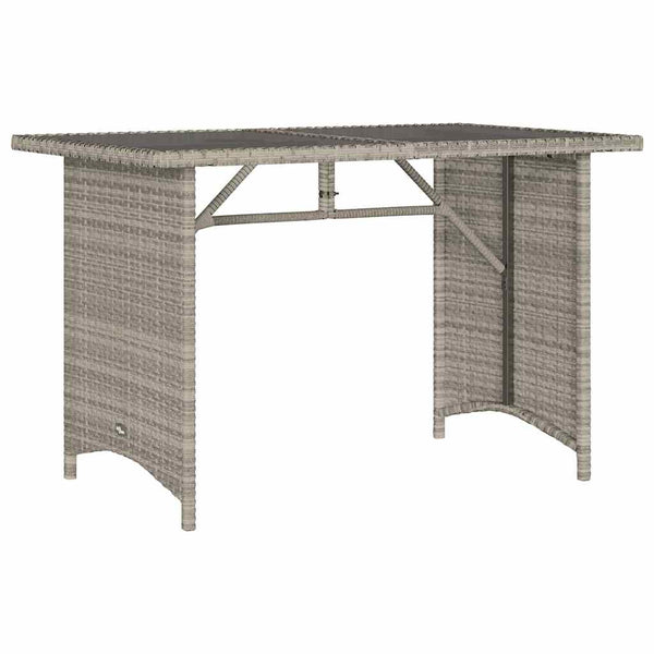 Grauer Gartentisch mit Glasplatte Glenwood 110x68x70cm (Polyrattan)