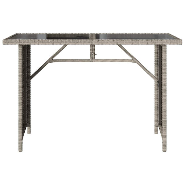 Grauer Gartentisch mit Glasplatte Glenwood 110x68x70cm (Polyrattan)