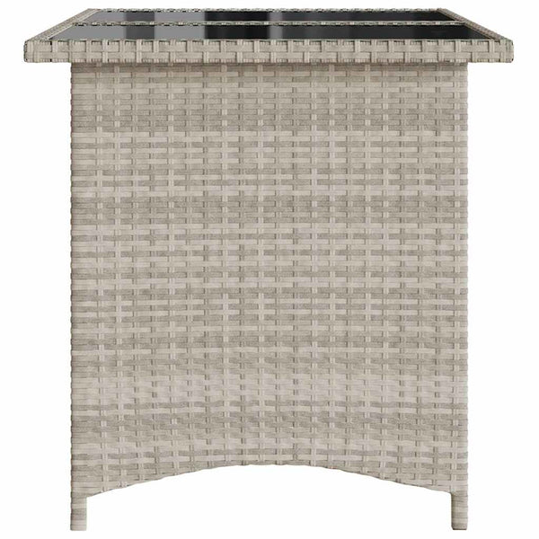 Grauer Gartentisch mit Glasplatte Glenwood 110x68x70cm (Polyrattan)