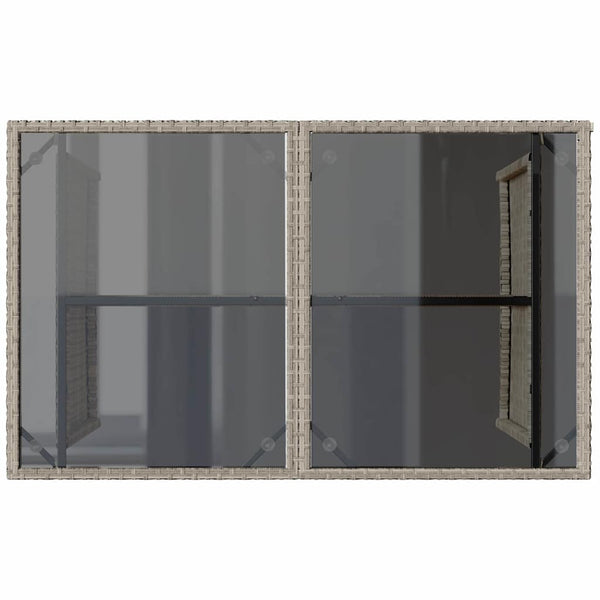 Grauer Gartentisch mit Glasplatte Glenwood 110x68x70cm (Polyrattan)