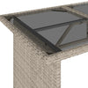 Grauer Gartentisch mit Glasplatte Glenwood 110x68x70cm (Polyrattan)