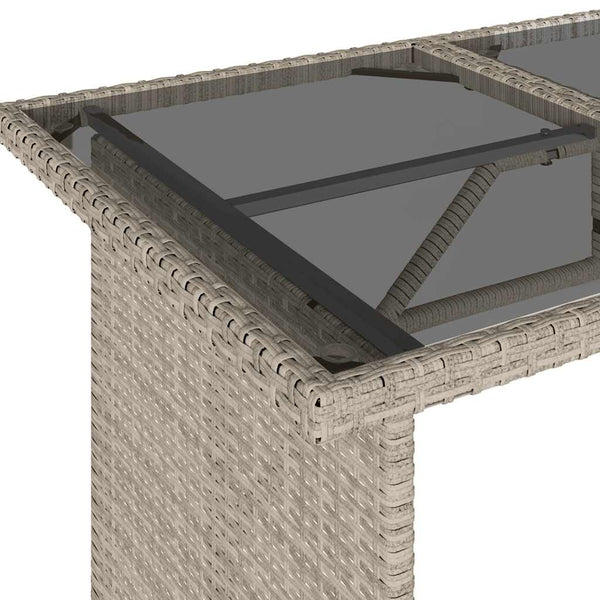 Grauer Gartentisch mit Glasplatte Glenwood 110x68x70cm (Polyrattan)