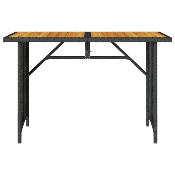 Musta puutarhapöytä Glenwood 110x68x70cm (puulevyllä polyrottinki)