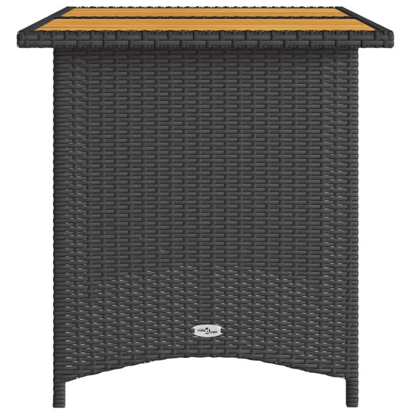 Musta puutarhapöytä Glenwood 110x68x70cm (puulevyllä polyrottinki)