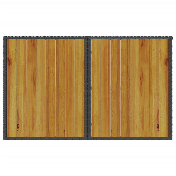 Musta puutarhapöytä Glenwood 110x68x70cm (puulevyllä polyrottinki)
