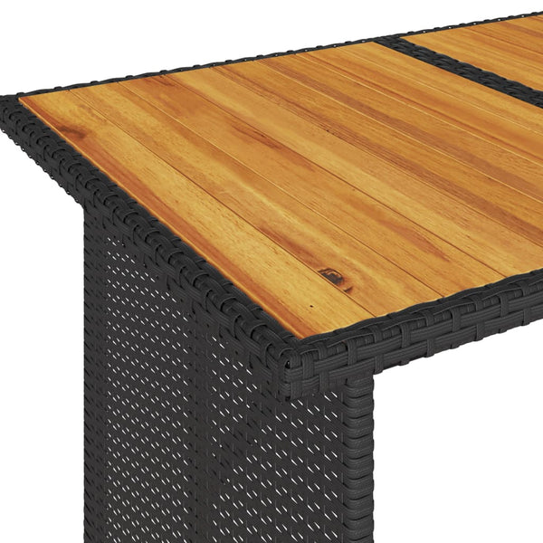 Musta puutarhapöytä Glenwood 110x68x70cm (puulevyllä polyrottinki)