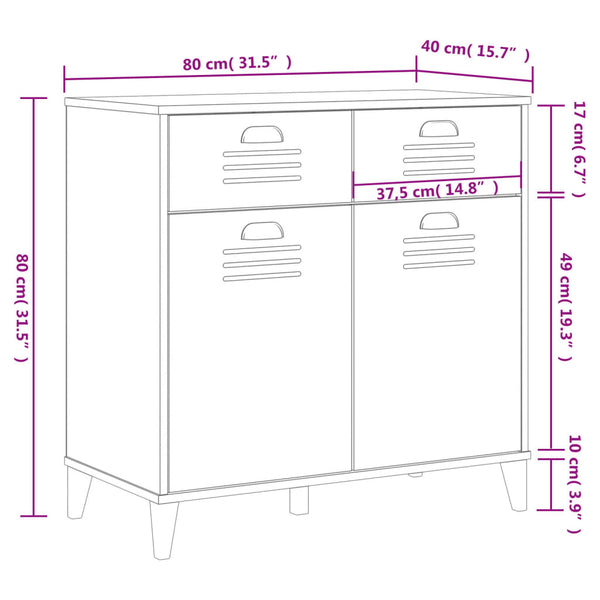 Weißes Sideboard Viken Slelian 80x40x80cm (Holz)