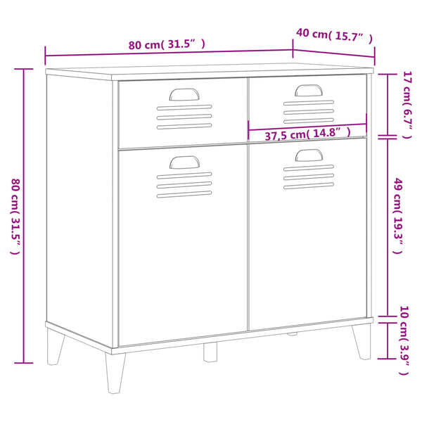Schwarzes Sideboard Viken Slelian 80x40x80cm (Holz)