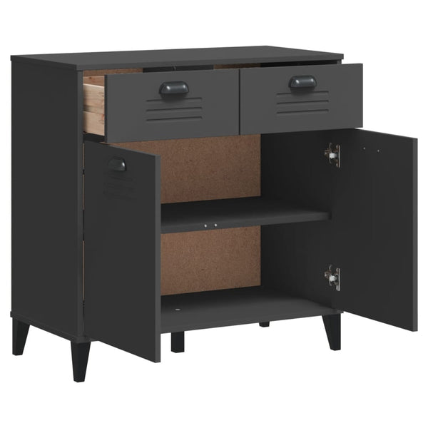 Anthrazitgraues Sideboard Viken Slelian 80x40x80cm (Holz)