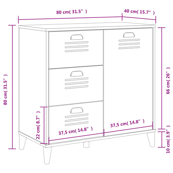 Weißes Sideboard Viken Dache 80x40x80cm (Holz)
