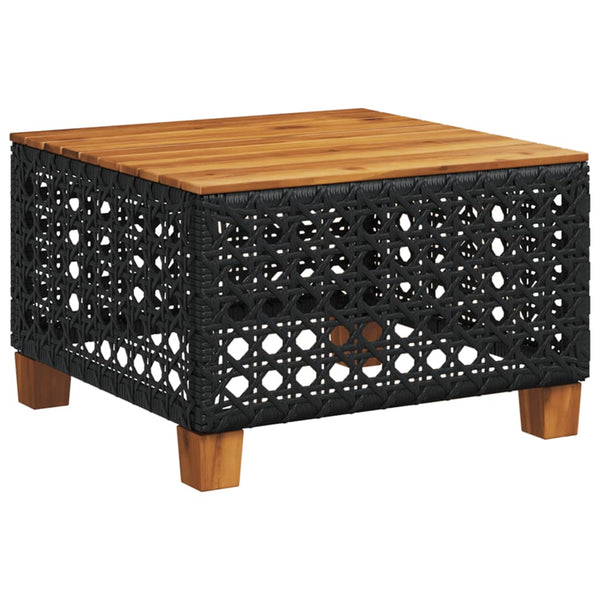 Gartentisch Hayleigh schwarz 55x55x36cm (Akazienholz und Polyrattan)