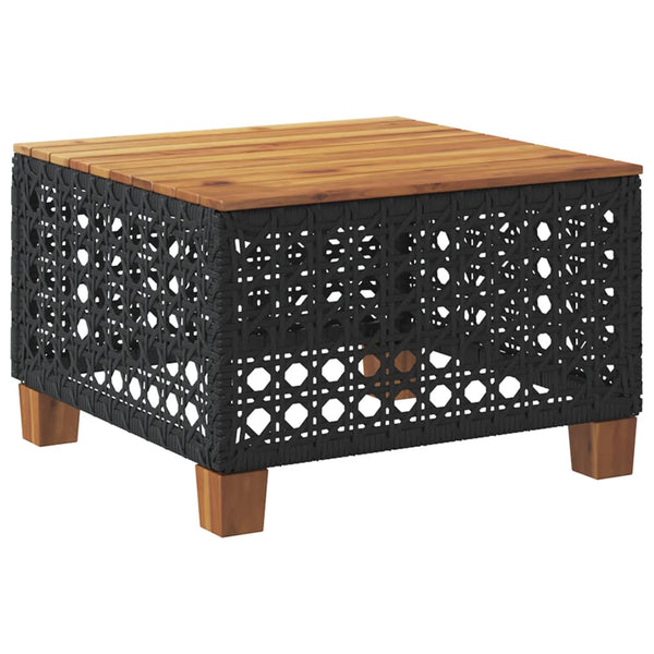 Gartentisch Hayleigh schwarz 55x55x36cm (Akazienholz und Polyrattan)