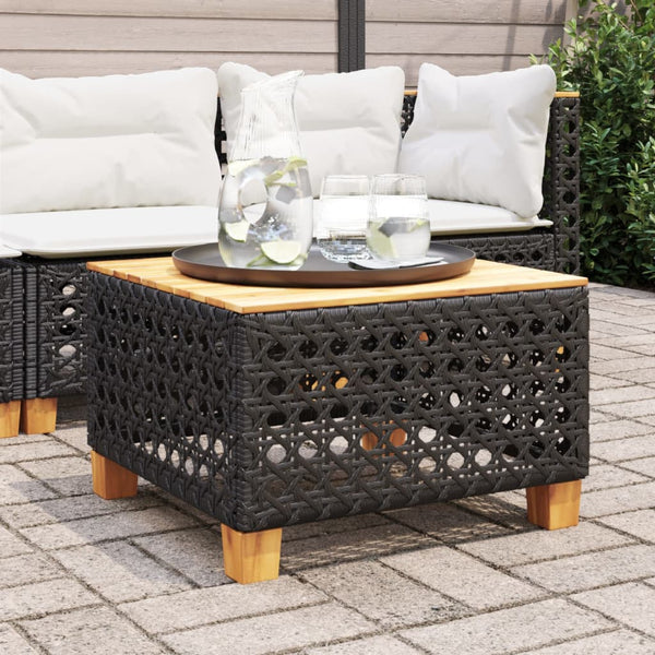 Gartentisch Hayleigh schwarz 55x55x36cm (Akazienholz und Polyrattan)