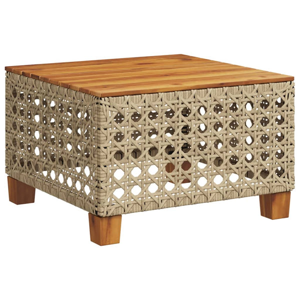 Puutarhapöytä Hayleigh 55x55x36cm beige (polyrottinki akaasiapuu)