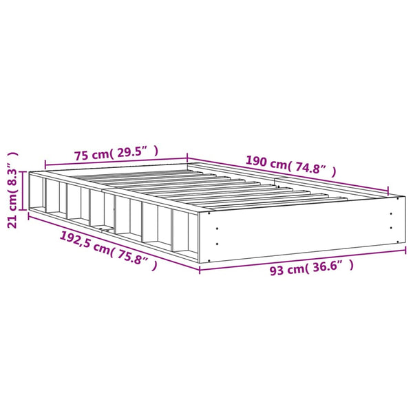 Hellbraunes Bettgestell Sabia 75x190cm (Kiefer)
