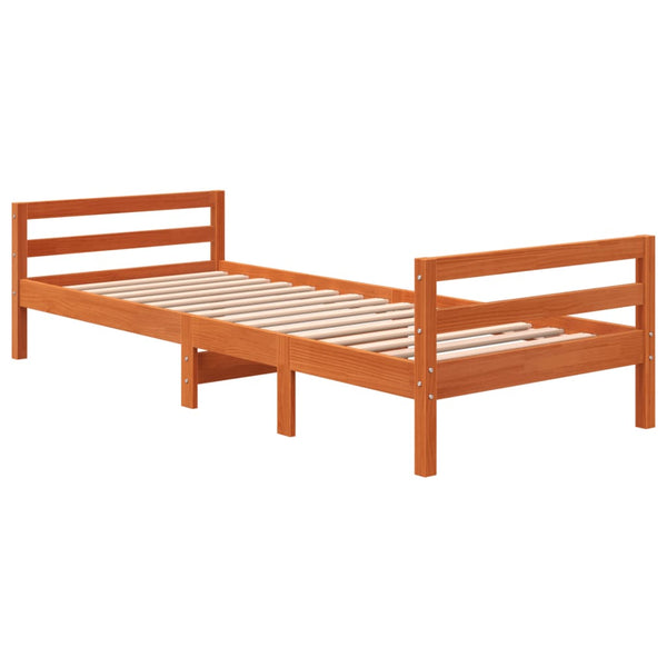 Braun-Beige Bettgestell Bitboaca 90x200cm (Kiefer)
