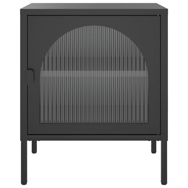 Schwarze Nachttische Gabriolena 50x35x60cm (2 Stück, Glas und Stahl)