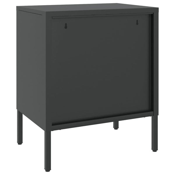 Schwarze Nachttische Gabriolena 50x35x60cm (2 Stück, Glas und Stahl)