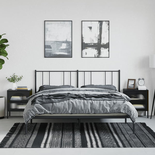 Schwarze Nachttische Gabriolena 50x35x60cm (2 Stück, Glas und Stahl)