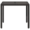 Schwarzer Gartentisch Teodosea 90x90x75cm (Polyrattan mit Glasplatte)
